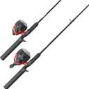 Zebco 202 & 404 Spincast Reels and Fishing Rod Combos (2-Pack), 5-Foot 6-Inch 2-Piece Fishing Pole, Size 30 and 40 Reels, Right-Hand Retrieve, Pre-Spooled with 10 lb and 15 lb Cajun Line, Black/Red, Rod Length: 167.6 centimeters