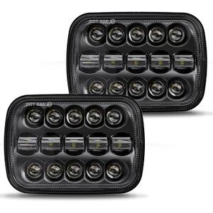 BICYACO DOT 110W 5x7 7x6 Inch Led Headlights Hi/Low Led Sealed Beam Headlamp Compatible with Jeep Wrangler YJ Cherokee XJ Kenworth T300 1997-2010 H4 Plug H6054 H5054 6054 6052 (Black)