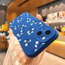 Compatible with iPhone 13 Phone Case, Fashion Flower Pattern Design Girls Women Liquid Silicone Cover, Slim Shockproof and Scratch-Resistant Soft Case for iPhone 13- Blue