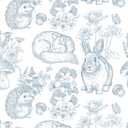 Hopepak 17.3''x394'' Peel and Stick Wallpaper Modern Self Adhesive Removable Wall Paper Blue Cute Animal Waterproof Contact Paper for Bedroom Bathroom Cabinets Decor Vinyl