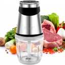 BUMET Electric Food Processor Vegetable Chopper 500W with 2.5 Cup Glass Bowl and Stainless Steel 4 Blades Cutter Mini Food Chopper for Home Use, Mincing, and Puree for Kitchen Aid, Baby Food