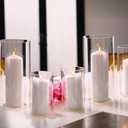 PHOSPHOR Hurricane Candle HoldersFor Pillar Candle Clear Glass Cylinder Centerpieces Vases Table Decoration Centerpiece Floral Room Decor Clear Seeded Bubbles Living Dining Kitchen 6 Pieces
