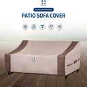 HAMLER Patio Sofa Cover - Heavy Duty Waterproof, 2-Seater Outdoor Couch Cover, Air Vents & Handles, Fits up to 48" W x 26" D x 24" H, Brown & Beige