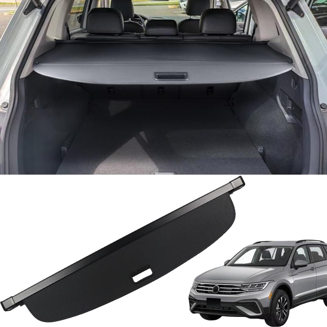 Marretoo Cargo Cove for VW Volkswagen Tiguan 2018-2024 for VW Volkswagen Tiguan Accessories Behind 2nd Row Seats Retractable Factory Style SUV Trunk Security Shade Trunk Cover No Gap