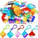 100 Pack Square Pop Fidget Keychain Pop Fidget Toys Bulk Party Favors for Kids 4-8,8-12 Years, Goodies Bag Stuffers Bulk, Gift for Kids, Boys, Girls