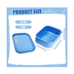 Silicone Freezer Trays with Lids Reusable Food Tray Freezing Molds Rectangle Containers for Food Preserving (Blue)
