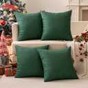 MIULEE Pack of 4 Decorative Throw Pillow Covers Linen Waterproof Pillow Covers Farmhouse Cushion Cases for Outdoor Patio Garden Tent Balcony Couch Sofa18x18 inch Dark Green