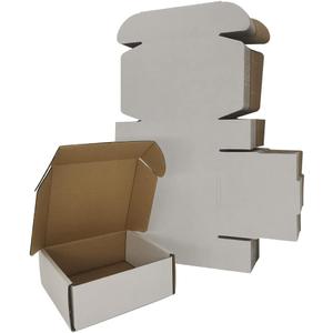 5x5x2'' Small Shipping Boxes 25 Pack, White Corrugated Cardboard Literature Mailers, Mailing Packaging Supplies for Small Business (W552-25)