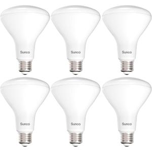 Sunco BR30 Light Bulb LED Indoor Flood Lights 3000K Warm White 850 Lumens, E26 Base, 25,000 Lifetime Hours, Interior Dimmable Recessed Can Light, 6 Pack, 11W Equivalent 90W.