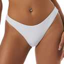 ZAFUL Women's High Cut Plain Bikini Bottom Mid Waist Solid Swimsuit Briefs Cheeky Bathing Suit High Leg Swim Bottoms (Large)