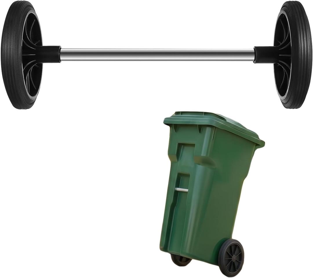 DOITOOL Trash Can Wheels Replacement Kit with 18.8" Hollow Shaft, 7" Rubber Garbage Bin Wheels and 1.2" Axle Set for Outdoor Recycling Cans, City Bin Mobile Cart Parts Pulley Trash Accessories, 7.07 inches