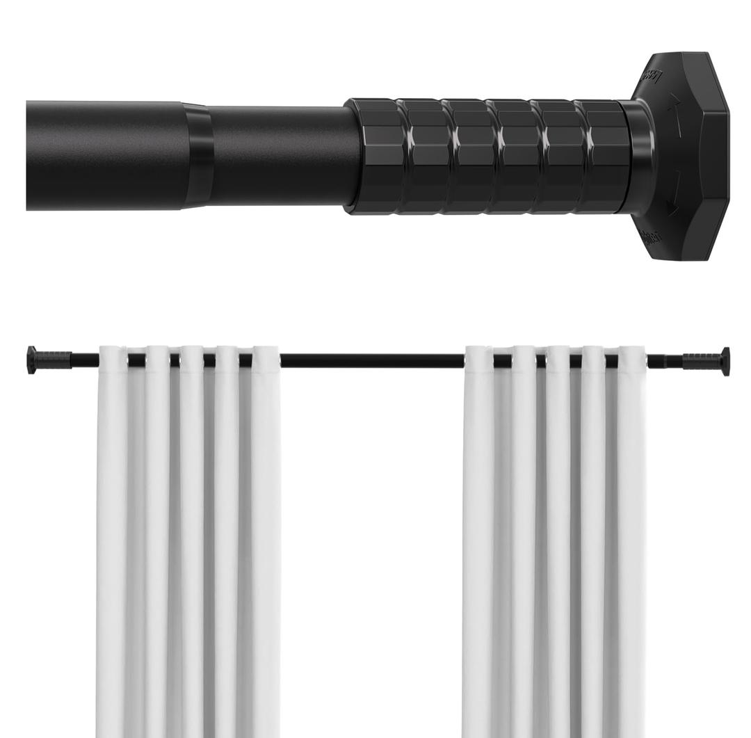 ZYLQOVISK Shower Curtain Rod Tension No Drilling,Adjustable 51-86 In, Black