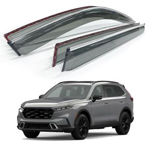 AUXKO Rain Guards for Honda CRV 2025 2024 2023 Translucent Window Visors with Chrome Trim Weather Deflectors Wind Deflectors Vent Visors UV Protection Easy Install (Fashion)