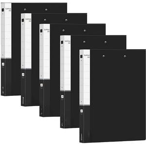 5 Pack A4 Double Strong Clips File Folder Report Cover, Punchless Binder, Clamp Binder Without Rings Office Project Folder,Documents File Folder, for Letter Size or A4 Size, 200 Sheet Capacity (Black X 5)