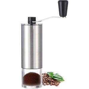 LHS Manual Coffee Grinder with Ceramic Conical Burr Stainless Steel Hand Crank Mill for Drip Coffee, Espresso, French Press, Turkish Brew