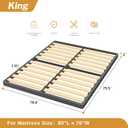 MAF Box Springs King Size 2 Inch, Low Profile King Box Spring with Round Corners, Bunkie Board with Wood Slats Bed Slat Replacement 3500 lbs Black Heavy Duty Metal Mattress Foundation, Easy Assembly