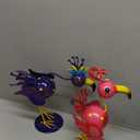 Whimsical Metal Bird Garden Statues Set of 2, Colorful Outdoor Yard Art with Stakes, Weather-Resistant Metal Bird Figurines for Garden Lawn Patio Decor, Cute Garden Gift (2pack-pink & Purple)