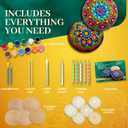 Mandala Rock Painting Kit Mandala Dotting Tools Set - 5 Large Wooden Rocks + 6 Stencils + Acrylic Paints - Relaxing Arts and Crafts for Adults Women - DIY Hobbies Art and Projects Dot Art Kit