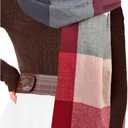 2 x Womens Scarf Winter Blanket Large Scarves Thick Soft Warm Plaid Chunky Scarfs (B-mix Red)