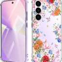 for Samsung Galaxy A56 Case 5G Flowers Slim Anti-Drop Shockproof Protective Soft Shockproof Clear Phone Protective Covers 6.6 Inch for Women Pink Romance