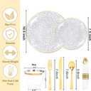 Rubtlamp 700Pcs Gold Plastic Dinnerware Set, Hammered Clear Gold Plates, Fancy Plastic Plates Include 100 Dinner Platos,100 Salad Platos,100 Cups,100 Pack Pre Rolled gold plastic Silverware