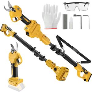 2 IN 1 Electric Pruning Shears Cordless with Pole for Dewalt 20V MAX Battery, 1.2" Cutting Diameter, 14Ft Reach, Brushless Motor Branch Cutter - for Gardening & Tree Trimming (No Battery)
