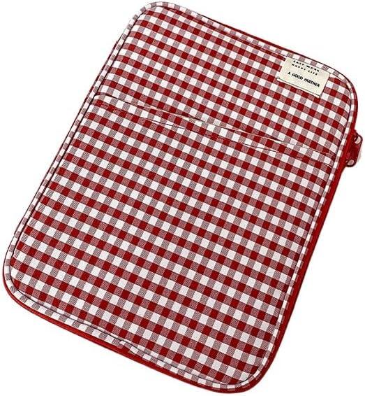 Tooe Gingham Puffy Laptop Sleeve 11-13 Inch Y2K Coquette Carrying Laptop Bag Fairycore Cover Pouch Sleeve Computer Liner Bag (13-14 inch,Red)
