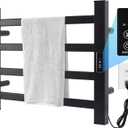 Towel Warmer Heated Towel Bar-Rack - Nopwer Bathroom Wall Mounted Electric Towel Drying Plug-in Matte Black 4 Bars