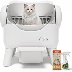 RPZ Automatic Self-Cleaning Cat Litter Box for Large Cats & Multi-Cat Homes, Smart Electric Auto Cleaning Litter Box with Litter Mat & 2 Cleaning Solutions, Ideal for Busy Homes & Apartments