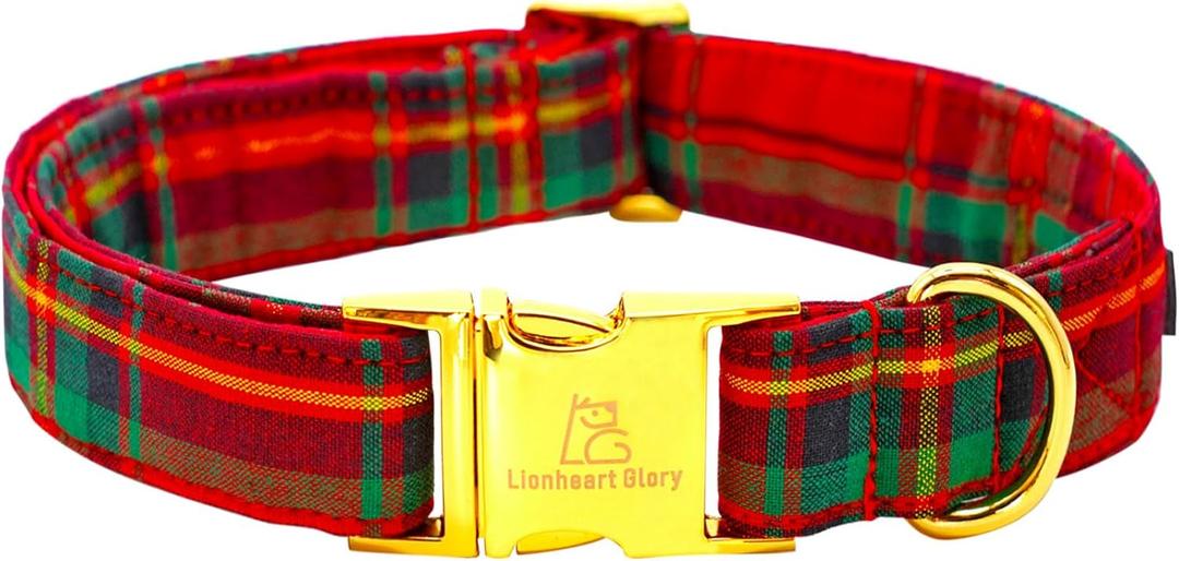 Lionheart glory Christmas Plaid Dog Collar, Dogs Collar Adjustable Soft and Comfortable Collars for Large Dogs Girl or Boy Pet Gift Fall Collar Dog (Large (Pack of 1)