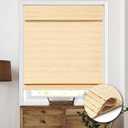 Cordless Bamboo Roman Shades, Light Filtering Bamboo Shades Blinds Window Treatment Roll Up Blind for Windows, 32" W x 64" H, Beige