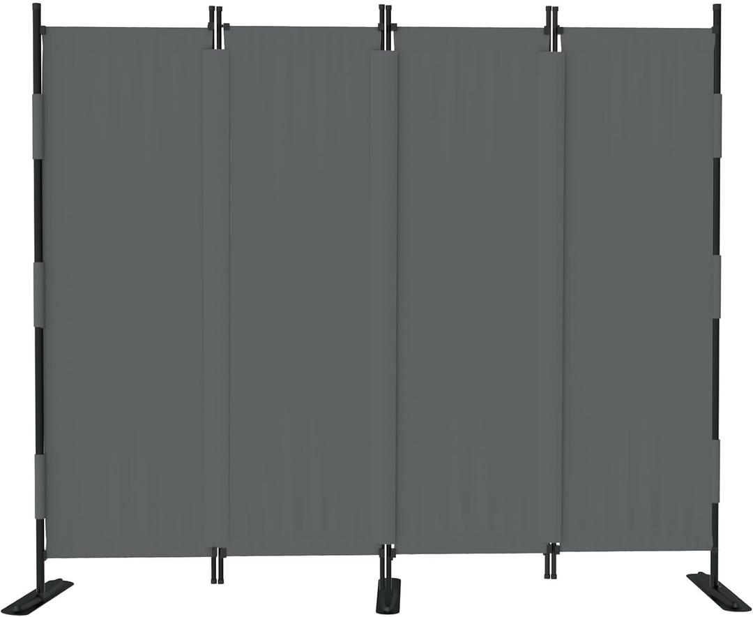 GOJOOASIS Room Divider 4 Panel Folding Privacy Screen, Portable Small Room Dividers Partition 88" Wall Dividers for Room Separation Upgrated Seamless Accordion Room Divider (Grey, Type A)