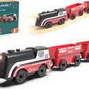 Battery Operated Train for Wooden Track, Motorized Train for Toddlers 3+ Years Old, 3Pcs Trains Toy Set Electric Trains Compatible with Thomas, Brio, Chuggington, Melissa and Doug