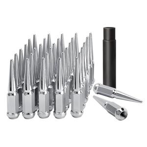 DYNOFIT 14mmx1.5 Wheel Spike Lug Nuts, 17 Chrome M14x1.5 Lug Nut, DYNOFIT 4.4 inch Tall Closed End Nuts with 1 Socket Key for Chevy Silverado GMC Sierra 1500 2500 3500,F-250 F-350 2003-2016 DYNOFIT 14mmx1.5 Wheel Spike Lug Nuts, 17 Chrome M14x1.5 Lug Nut, DYNOFIT 4.4 inch Tall Closed End Nuts with 1 Socket Key for Chevy Silverado GMC Sierra 1500 2500 3500,F-250 F-350 2003-2016