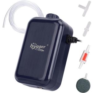 hygger Aquarium Air Pump,Adjustable Oxygen PumpSilent Powerful Aerator Pump 3W AC 110-120V Air Outlets Ultra for Up to 100 Gallon Tank
