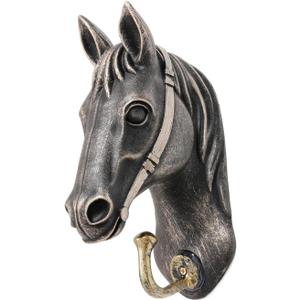 Vintage Wall Hook, Decorative Horse Head Shaped Hook, Antique Wall Mount Hanger, Heavy Duty Figurine Organizer for Hanging Coats Bags Keys
