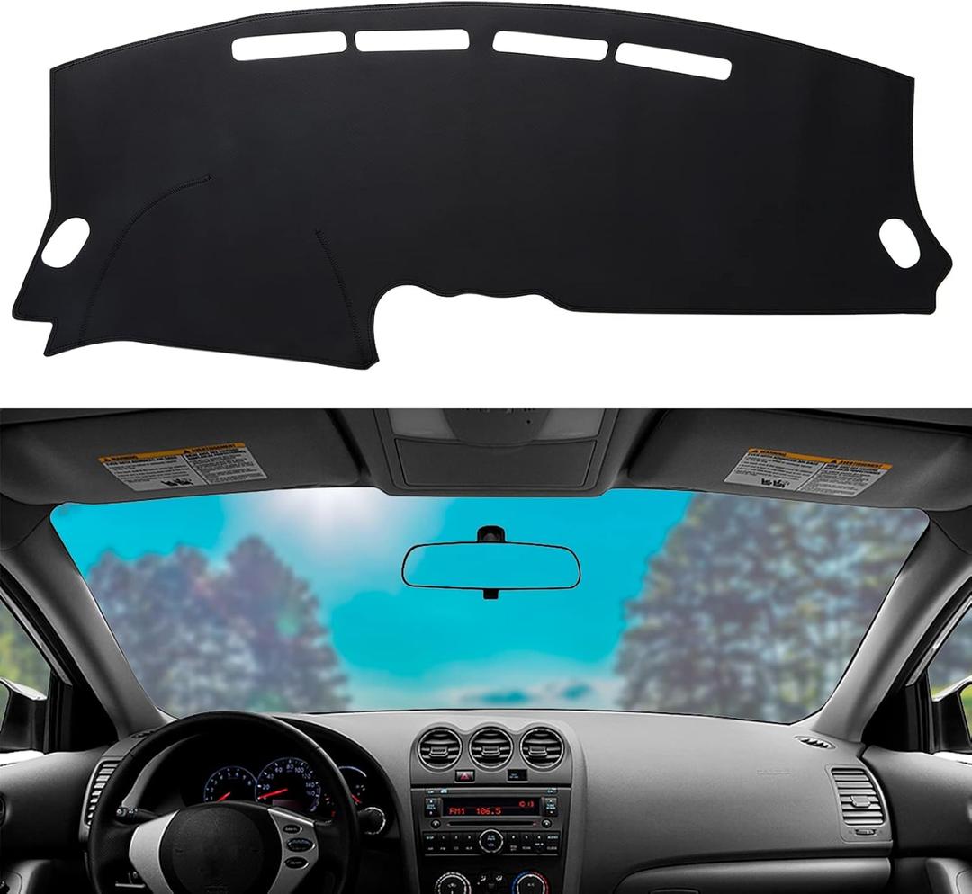 Dashboard Dash Mat Cover Leather Dashboard Pad Sun Protection Anti-Vertigo Mat Blanket Compatible for 2007-2012 Altima(Black)