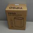 TIPGO Bathroom Trash Can with Lid, 2.1 Gallon / 8 Liter Small Garbage Can, Press Top Bin, Stainless Steel Wastebasket with Pop-Up Lid for Bedroom, Living Room, Office (White)