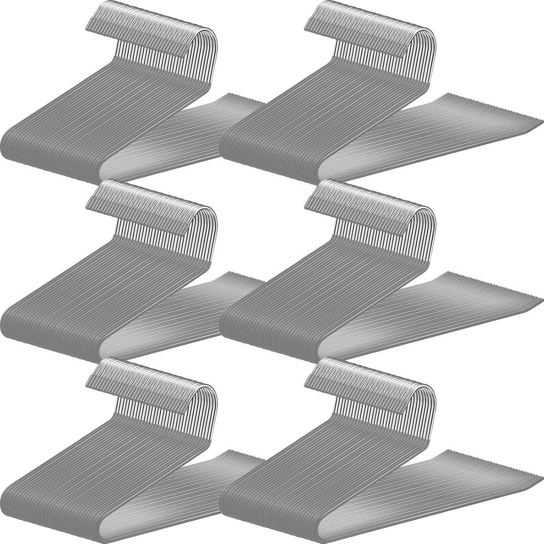 Treela 60 Pack Open Ended Pants Hangers, Metal Non Slip Hangers, Anti Rust Chrome Rubber Coating Slack Jeans, Heavy Duty Space Saving for Trousers Slacks Skirts (Gray)