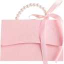 motoeye 10Pcs Pink Pearl Paper Gift Boxes for Wedding Favors, Elegant Bridesmaid and Party Favor Boxes with Ribbon, Ideal for Bridal Shower, Baby Shower, and Special Occasions M