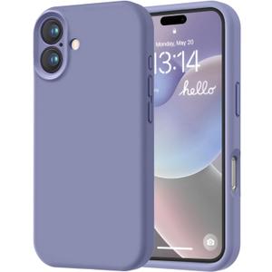 LOVE 3000 Designed for iPhone 16 Case, Premium Silicone with [Soft Anti-Scratch Microfiber Lining] Shockproof Protective Phone Case for Men Women Girls 6.1", Lavender Grey