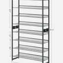 SONGMICS Shoe Rack, 8-Tier Shoe Organizer, Metal Rack for Garage, Set of 2, 4-Tier Stackable Shelf, with Adjustable Flat or Angled Shelves, 32-40 Pairs, Charcoal Gray ULMR08GB