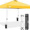 EAGLE PEAK Pop Up Canopy Tent with Wheeled Carry Bag, 8 Stakes, 4 Ropes, 4 Weight Bags, Easy Set Up Tent Canopy, 10x10 ft, 100sqft of Shade, Yellow