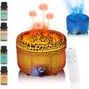 BOHOFAM Essential Oil Diffuser 500ML,Volcano and Flame Diffuser/Humidifier 2 Mode,Three Volcanic Vent Diffusers for Home,Included 4 Hotel Collection Diffuser Oil for Bedroom(Gray Crack)