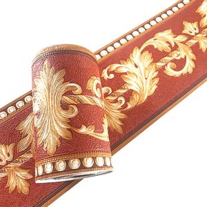 5 Meters Colored Flower Wallpaper Border Peel & Stick Wall Covering Kitchen Bathroom Bedroom Tiles Decor Sticker (Gold)