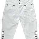 Mens Colonial Knee Breeches 18th Century Pants Fall Front Style Medium Denim Material, White 