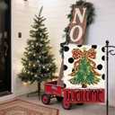 Artscope Welcome Bow Tree Christmas Garden Flag 12x18 Inch Double Sided, Polka Dot Seasonal Outdoor Winter Xmas Flag for Yard Farmhouse Holiday Decoration-Beige