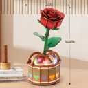 MIEBELY 3D Wooden Puzzles for Adults, Light Up 3D Puzzle Flower Rose Building Puzzle with Music Box, 216 pcs Craft Birthday Gift for Adult and Teen