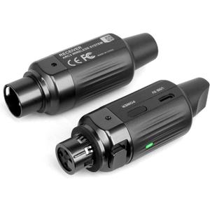 AROMA Wireless XLR Transmitter Receiver, UHF Wireless Microphone Audio System for Dynamic Mics PA Mixer