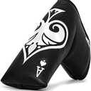 Black Golf Ace of Spade Golf Club Cover for Golf Clubs - Hybrid Headcover Golf Driver Headcover 3 Wood Head Cover (Rotatable 2 3 4 5 6 Ut Head Cover) Putter Headcover